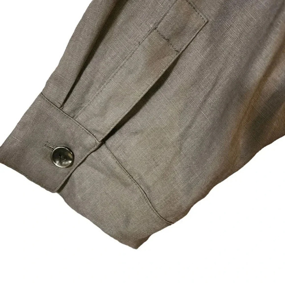 $315 Caroline Rose Women's Gray 100% Linen Front Button Down Shirt Size 2X - Picture 11 of 11